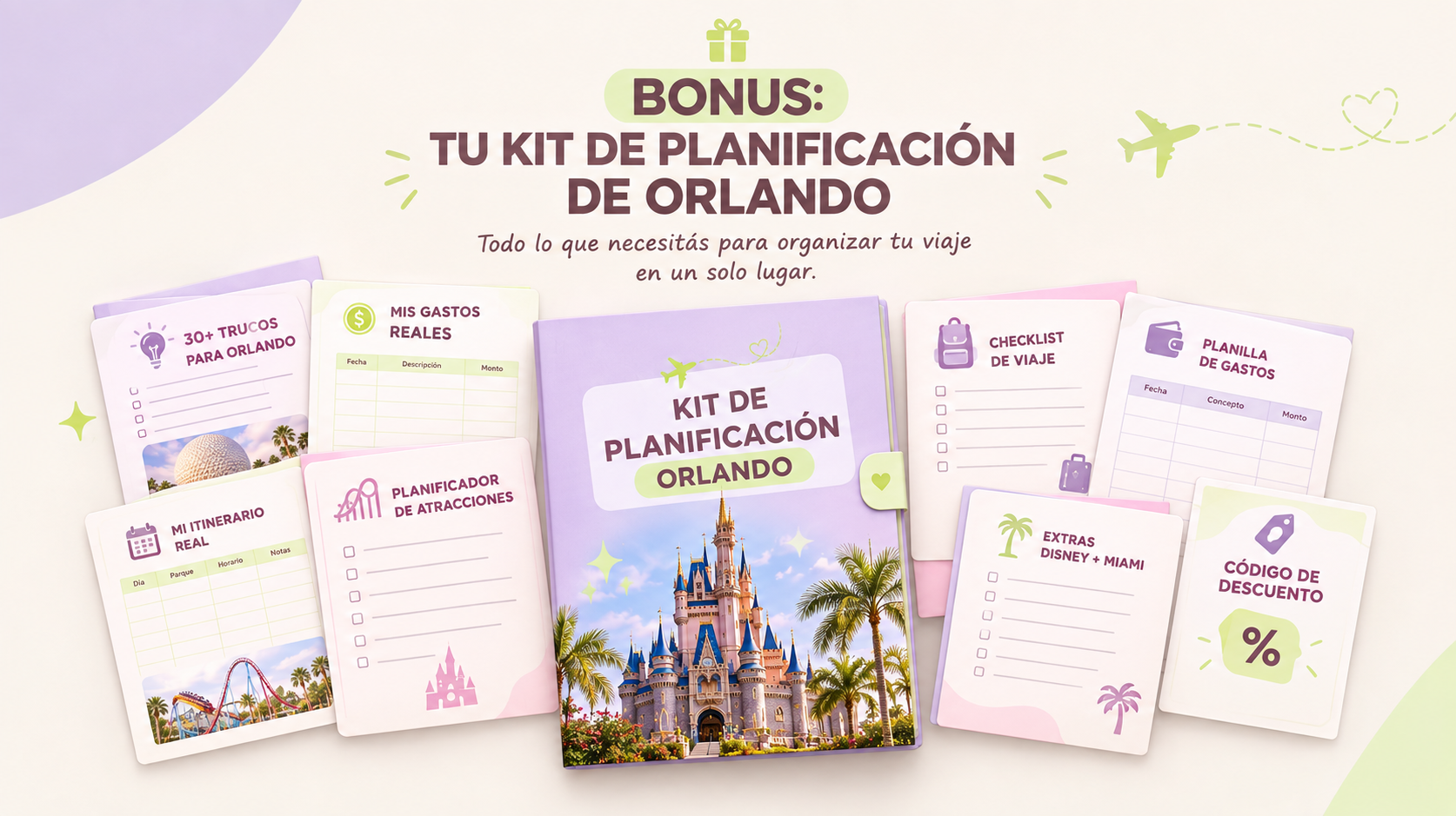 Mockup completo del bonus Kit de Planificación de Orlando